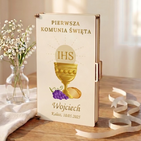 Pudełko na pieniądze na Komunię Świętą z nadrukiem – personalizowane