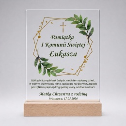 Statuetka na Komunię Świętą – Zielony Wianek z personalizacją