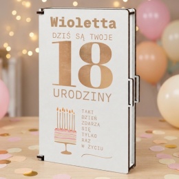 Pamiątka na 18 urodziny - białe pudełko z nadrukiem prezent na 18stkę