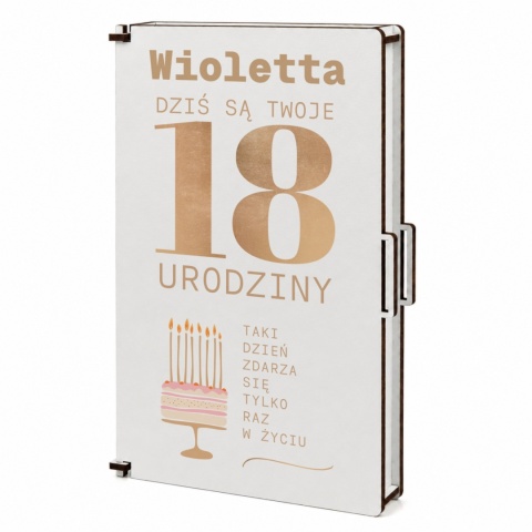 Pamiątka na 18 urodziny - białe pudełko z nadrukiem prezent na 18stkę