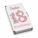 Pamiątka na 18 urodziny dla dziewczyny - piękne pudełko na pieniądze z nadrukiem