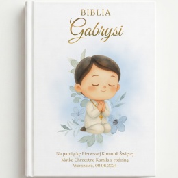 Personalizowana Biblia na Komunię dla chłopca - modlitwa i błękit