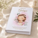 Personalizowana Biblia na Komunię dla dziewczynki - różowe kwiaty