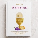 Personalizowana Biblia na Komunię z nadrukiem UV - kielich i winogrona