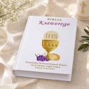 Personalizowana Biblia na Komunię z nadrukiem UV - kielich i winogrona