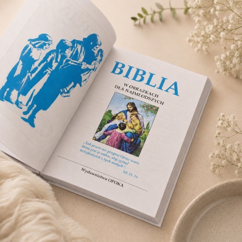 Personalizowana Biblia na Komunię z nadrukiem UV - kielich i winogrona
