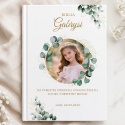 Personalizowana Biblia na Komunię ze zdjęciem dziecka - wianek zieleni