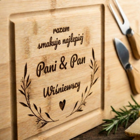 Personalizowana Deska do Serów Bambusowa z Grawerem na Ślub