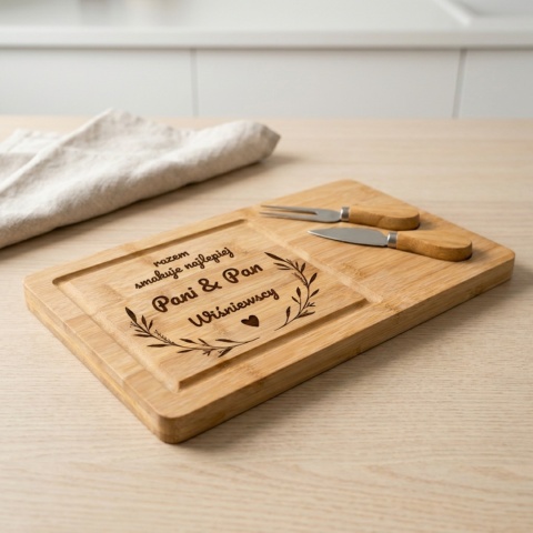 Personalizowana Deska do Serów Bambusowa z Grawerem na Ślub