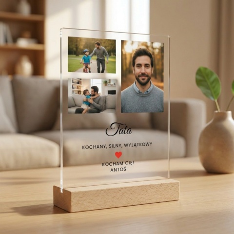 Personalizowana Statuetka Akrylowa na Dzień Ojca z Miejscem na Zdjęcia