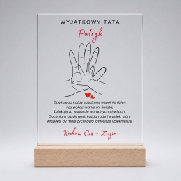 Personalizowana Statuetka na Dzień Ojca z Motywem Dłoni i Własną Dedykacją