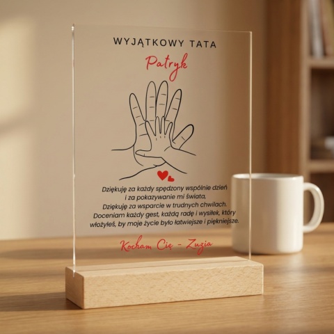 Personalizowana Statuetka na Dzień Ojca z Motywem Dłoni i Własną Dedykacją
