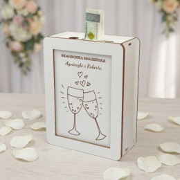 Personalizowana skarbonka ślubna z grawerem Toast Nowożeńców