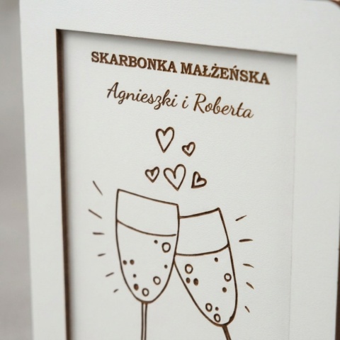 Personalizowana skarbonka ślubna z grawerem Toast Nowożeńców