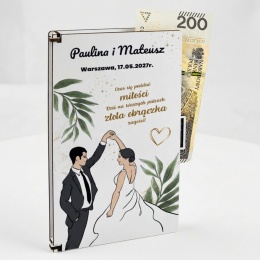 Personalizowane pudełko na pieniądze na ślub z motywem tańczącej pary