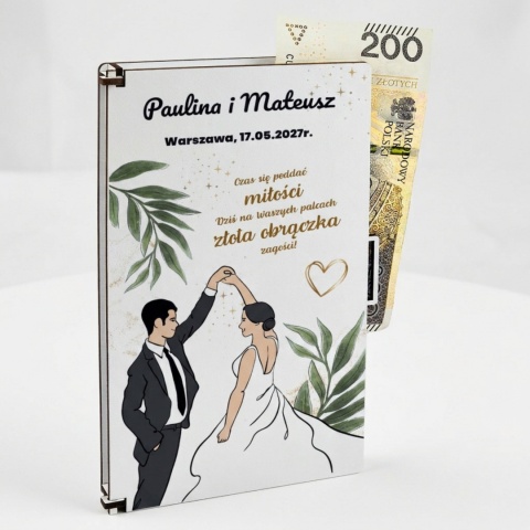 Personalizowane pudełko na pieniądze na ślub z motywem tańczącej pary