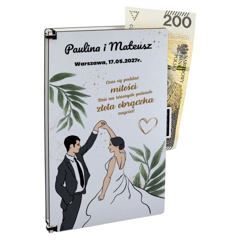 Personalizowane pudełko na pieniądze na ślub z motywem tańczącej pary