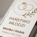 Pudełko harmonijka na pieniądze z grawerem na ślub obrączki