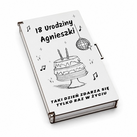 Pudełko klasyczne na pieniądze 18 urodziny imprezowy tort