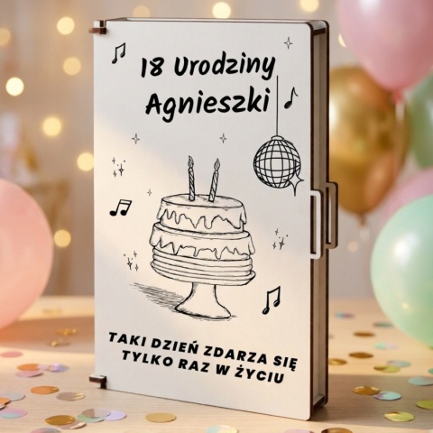 Pudełko klasyczne na pieniądze 18 urodziny imprezowy tort