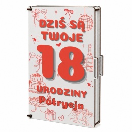 Pudełko na pieniądze pamiątka na 18 urodziny dla dziewczyny - imprezowy motyw