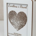 Skarbonka personalizowana na ślub serce z odcisków palców biała HDF