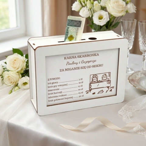 Śmieszna Skarbonka Personalizowana na Ślub dla Pary Młodej