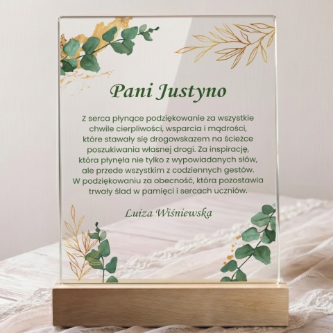 Statuetka Personalizowana Podziękowanie dla Nauczyciela Eukaliptus na Zakończenie Roku Szkolnego