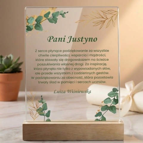 Statuetka Personalizowana Podziękowanie dla Nauczyciela Eukaliptus na Zakończenie Roku Szkolnego