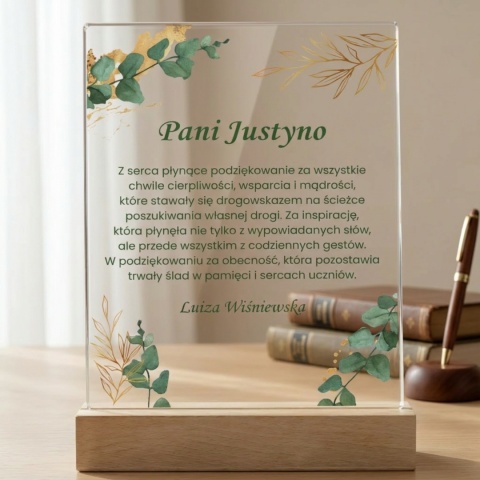 Statuetka Personalizowana Podziękowanie dla Nauczyciela Eukaliptus na Zakończenie Roku Szkolnego