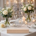 Statuetka akrylowa na ślub z minimalistyczną grafiką pary młodej