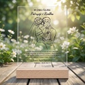 Statuetka akrylowa na ślub z minimalistyczną grafiką pary młodej