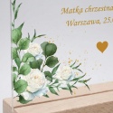 Statuetka akrylowa prezent na ślub z motywem białych róż