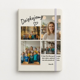 Biały notes A5 z kolażem zdjęć - prezent na dzień edukacji narodowej