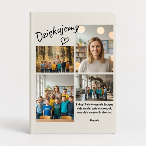 Biały notes A5 z kolażem zdjęć - prezent na dzień edukacji narodowej