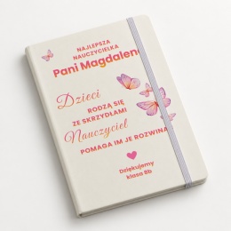 Biały notes A5 z motylami - prezent dzień nauczyciela