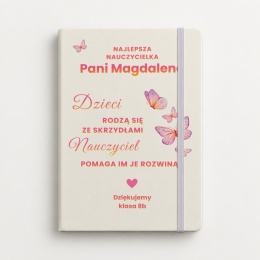 Biały notes A5 z motylami - prezent dzień nauczyciela