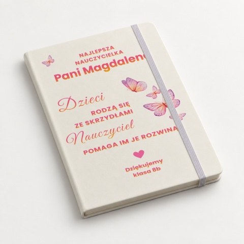 Biały notes A5 z motylami - prezent dzień nauczyciela