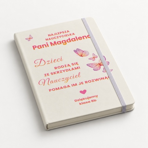 Biały notes A5 z motylami - prezent dzień nauczyciela