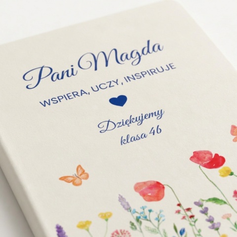 Kwiatowy notes A5 biały - prezent dla wychowawcy na dzień nauczyciela