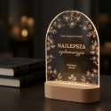 Owalna lampka ze szkła akrylowego z botanicznym motywem - elegancki podarunek od przedszkolaka na Dzień Nauczyciela