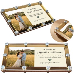 Pamiątka prezent na ślub dla nowożeńców - personalizowana kartka z plexi ze śrubkami na pieniądze ze zdjęciem