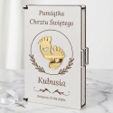 Pamiątku chrztu świętego - pudełko na pieniądze na chrzciny ze złotym lustrzanym dekorem 3D