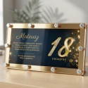 Personalizowana kartka na pieniądze z plexi na 18 urodziny ze złotym motywem