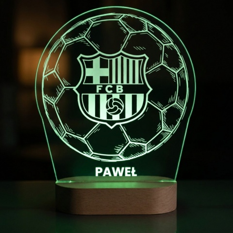 Personalizowana lampka plexi z motywem piłkarskim FC BARCELONA na Dzień Chłopaka