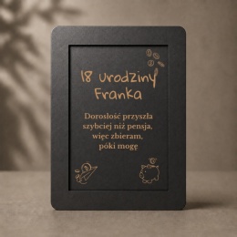 Personalizowana skarbonka na osiemnaste urodziny czarna HDF