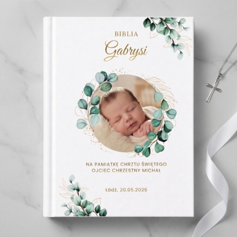 Prezent na chrzest - piękna pamiątka biblia personalizowana dla dzieci ze zdjęciem