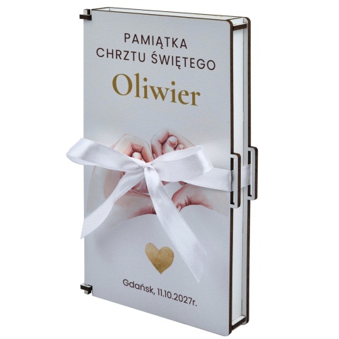 Pudełko na pieniądze na Chrzest z motywem dziecięcych stópek