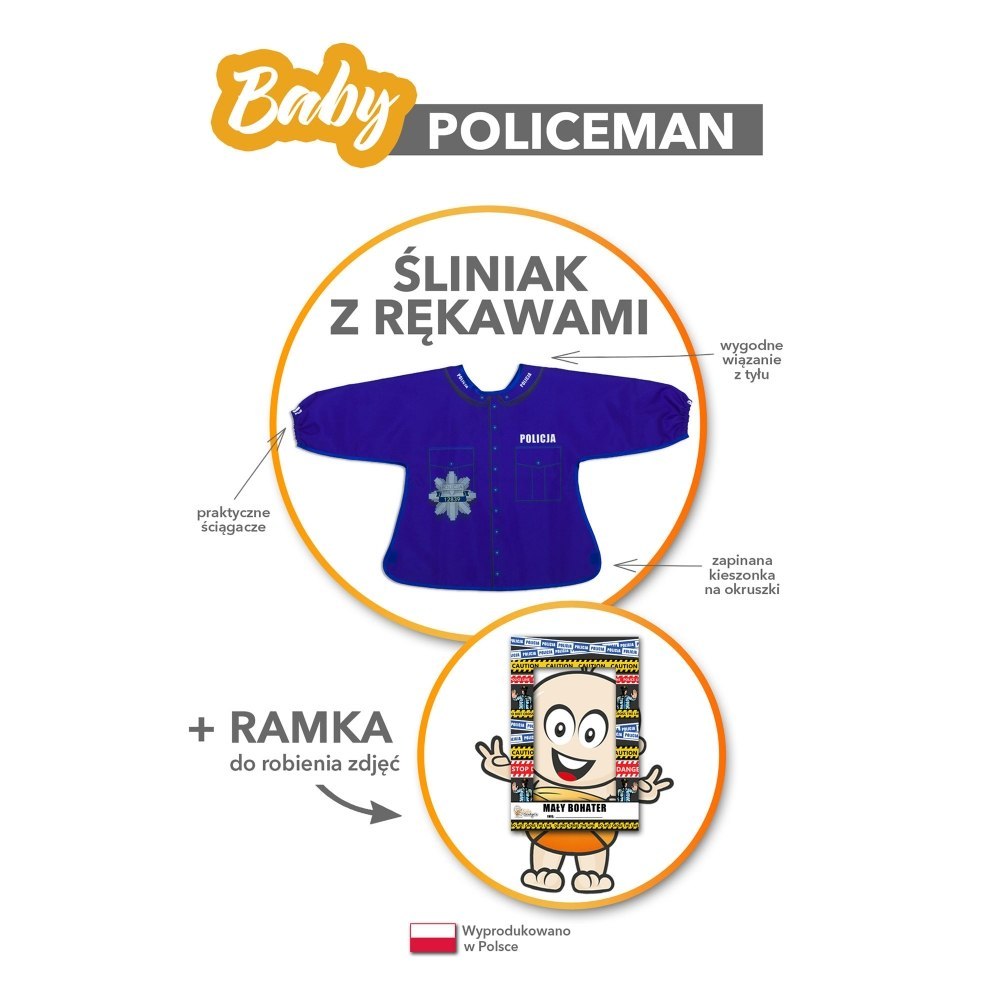 Baby Policeman (PL) - Śliniak z rękawami Baby Policeman (PL) - Śliniak z rękawami