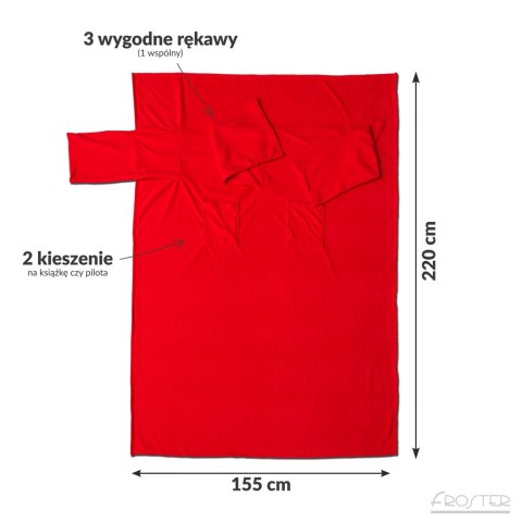 podwójny KOCYKO-SZLAFROK kolor Czerwony podwójny KOCYKO-SZLAFROK kolor Czerwony